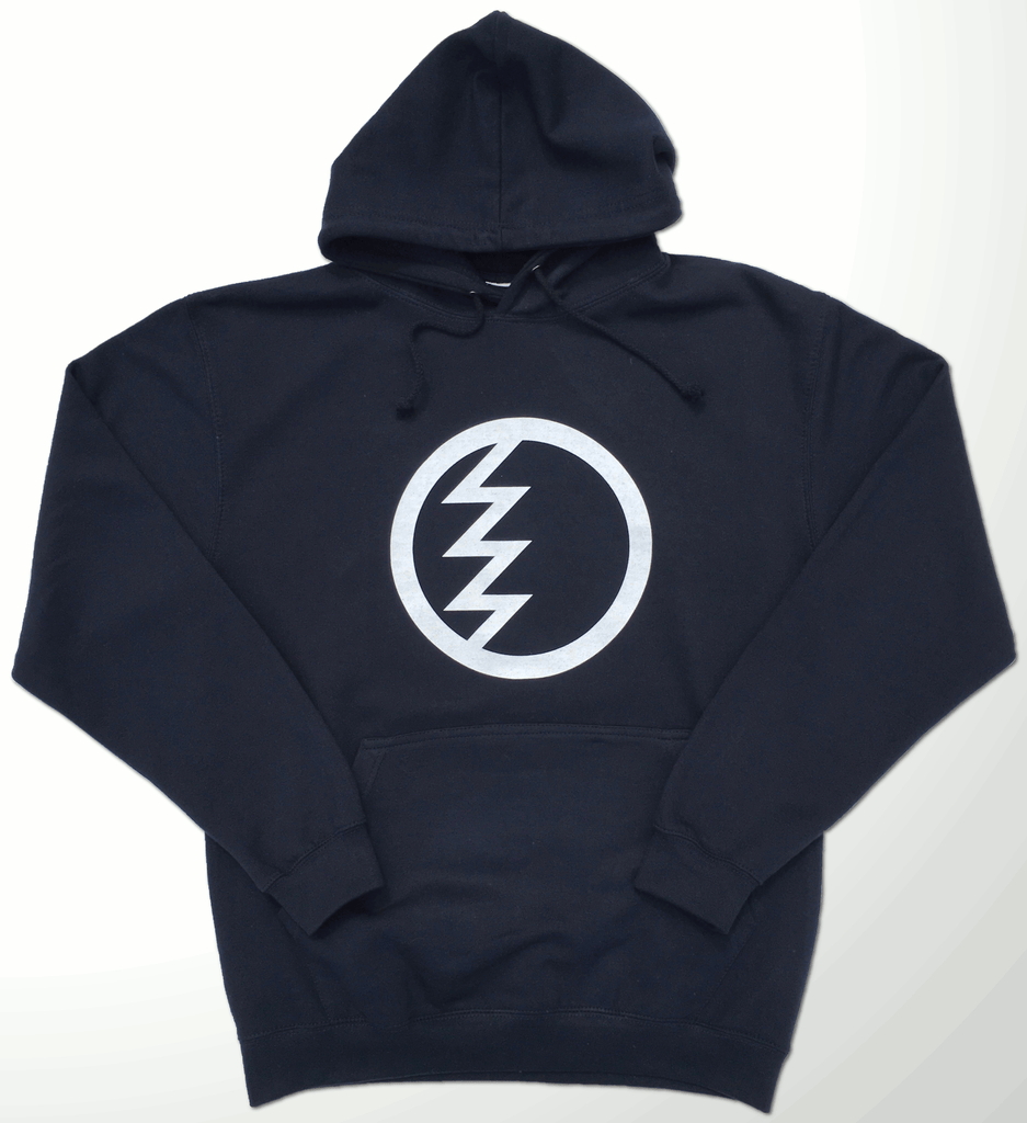 White Logo Navy Hoodie